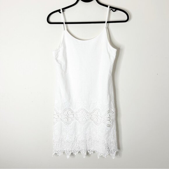 DRY LAKE Women’s Mini Dress White Sleeveless lace detail Cotton V-neck Small - Picture 9 of 10